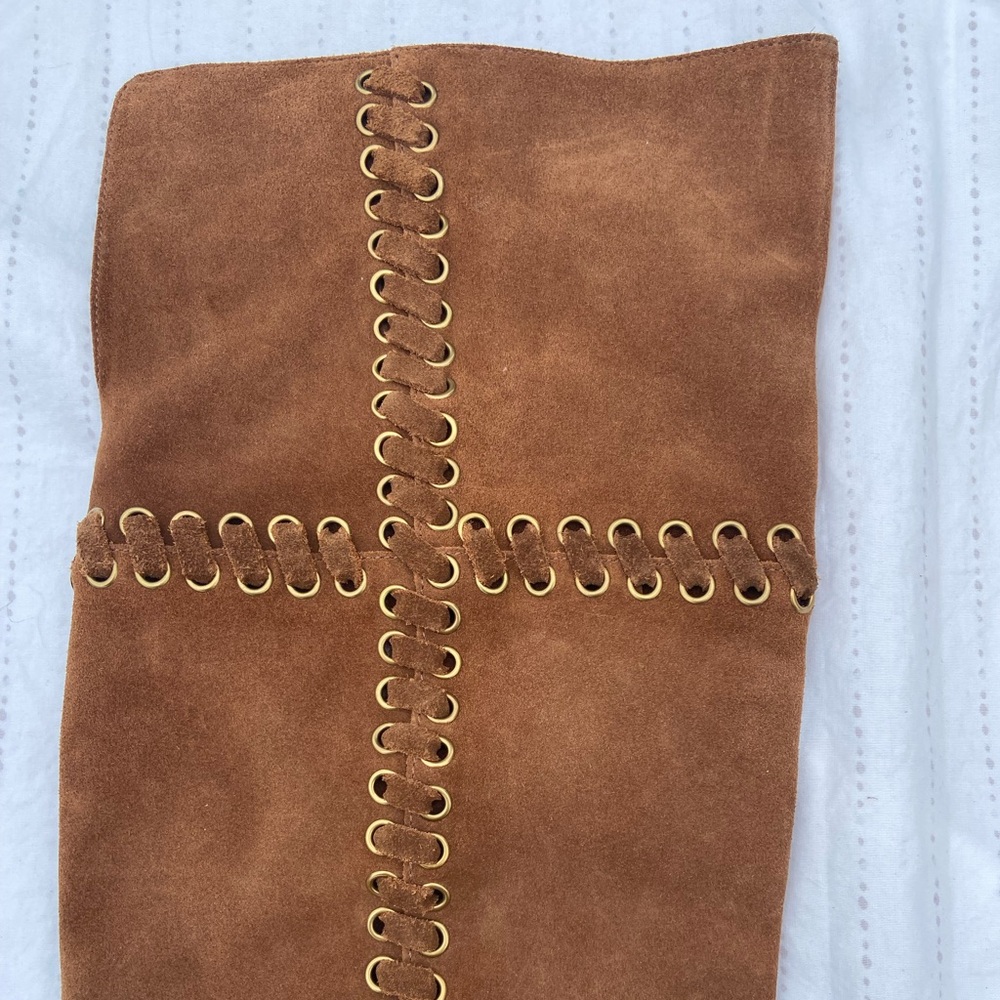 Michael Kors Malin Grommet Suede Leather Over The Knee Boots in Caramel - Picture 4 of 11